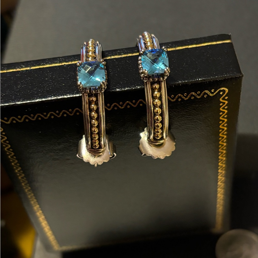 Lagos 18kt/Blue topaz ans sterling silver